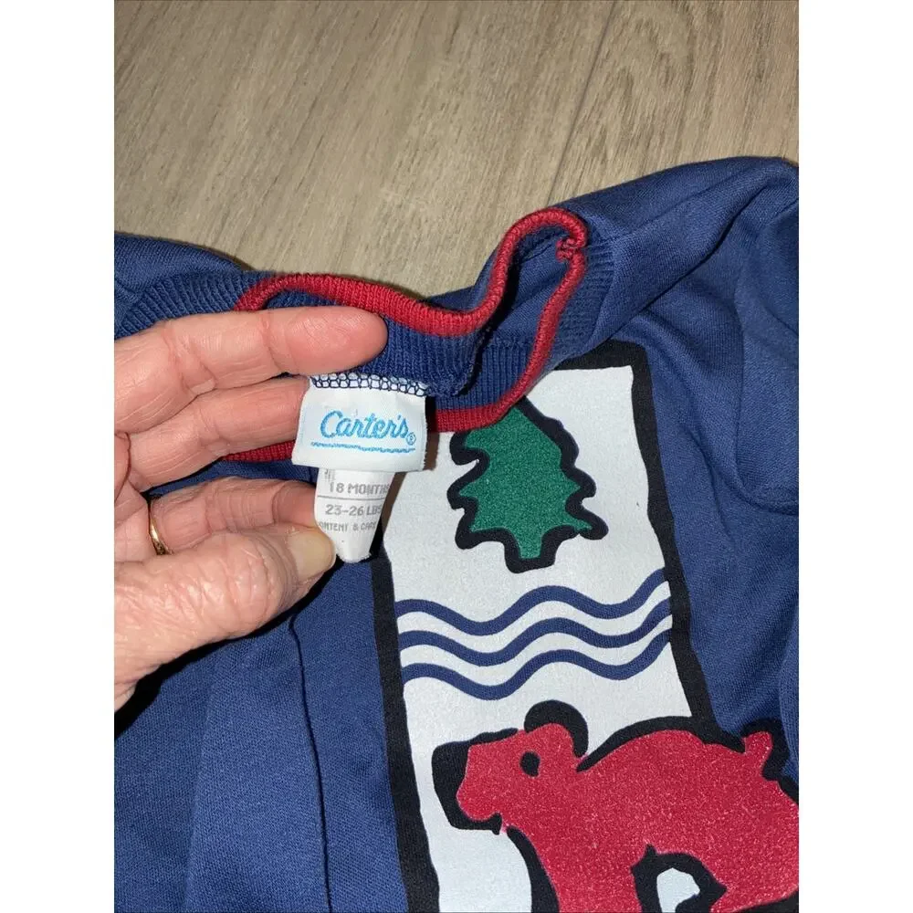 Vintage Carters 2 Piece Boys Set‎ 80s 90s Cordoroy Bear 18 Month